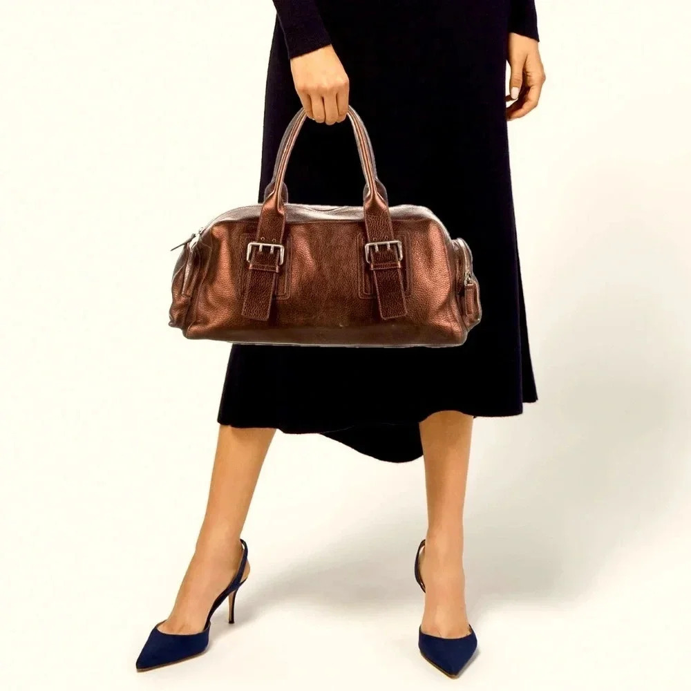 FURLA BRONZE LEATHER SHOULDER BAG